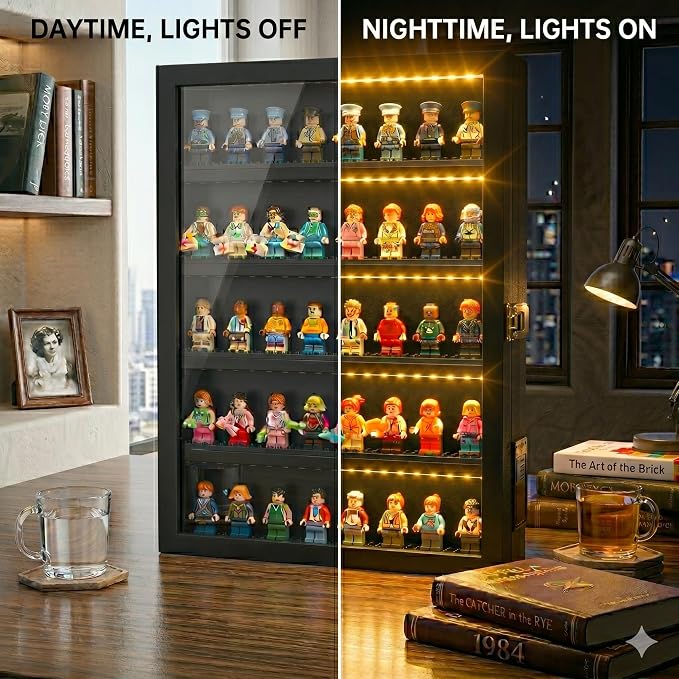 Minifigure Display Case – Black 16″ × 11″ × 2″ Showcase Cabinet - Image 4