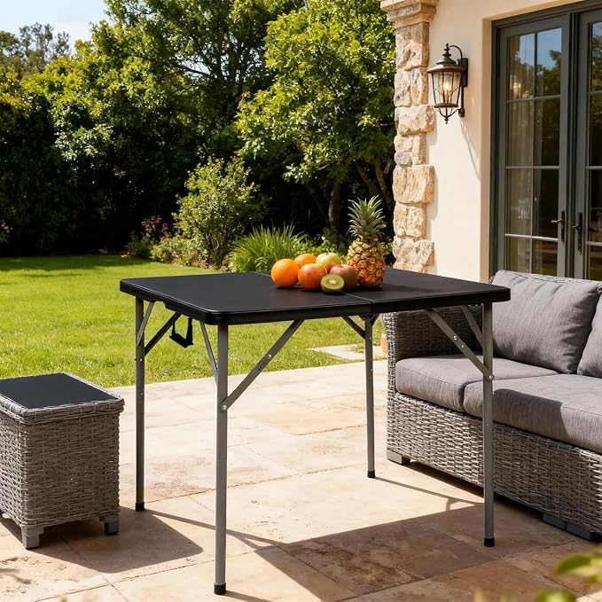FDW 34" Folding Card Table Plastic Table Portable Square Height Dining Table - Image 8