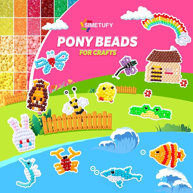 Simetufy 6000Pcs Pony Beads, 30 Colors 6x9MM Kandi Beads Bulk - Image 11