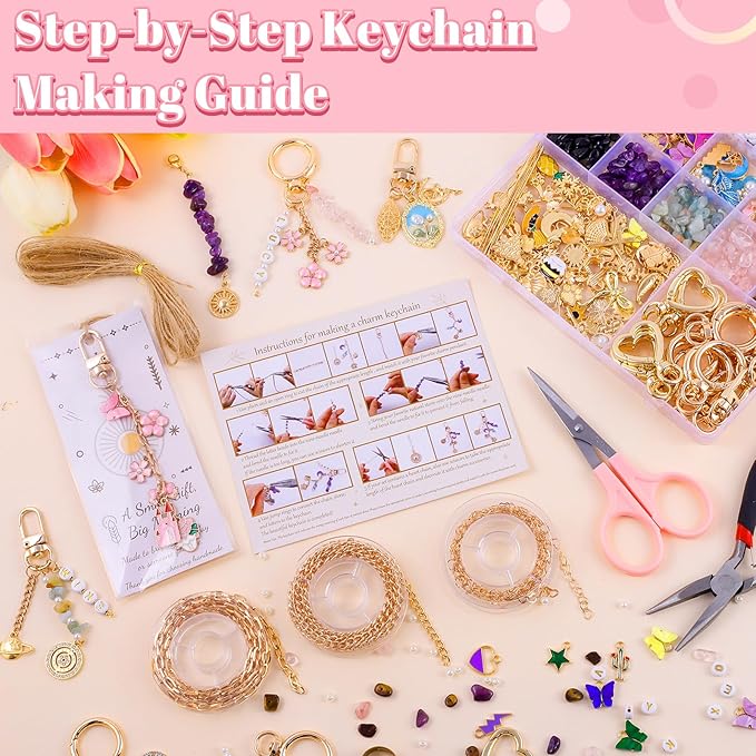 TOHONGADON 907 Pcs Lip Gloss Charms, Keychain Making Kit, Bag Charm Kit - Image 5