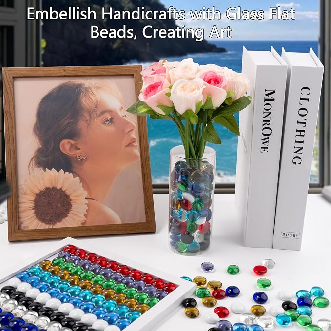 1LB Mix Glass Marbles, Transparent and Smooth Flat Glass Beads - Image 5