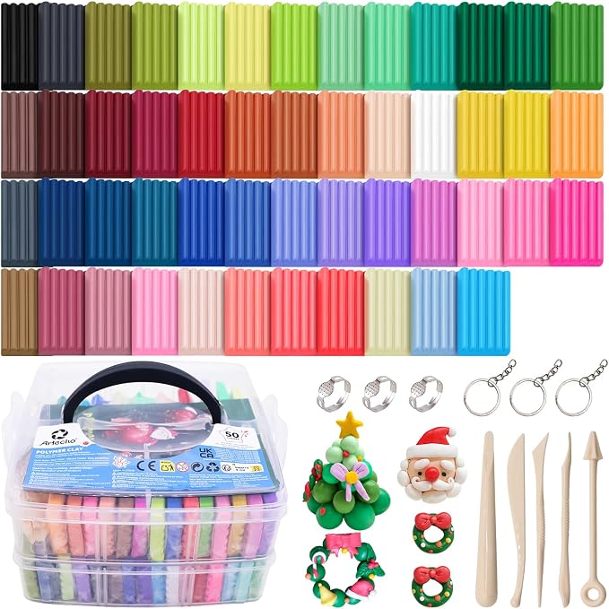 Artecho Polymer Clay Kit, 50 Colors Oven Bake Clay | Modeling Clay by Artecho