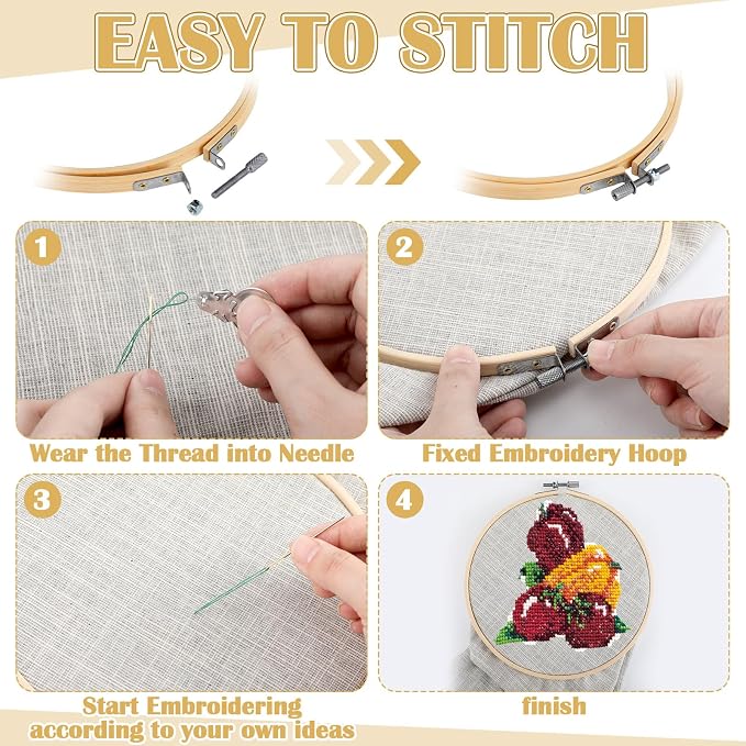 Mudder 53 Pieces Cross Stitch Tool Embroidery Starter Kit Includes Bamboo - Image 5