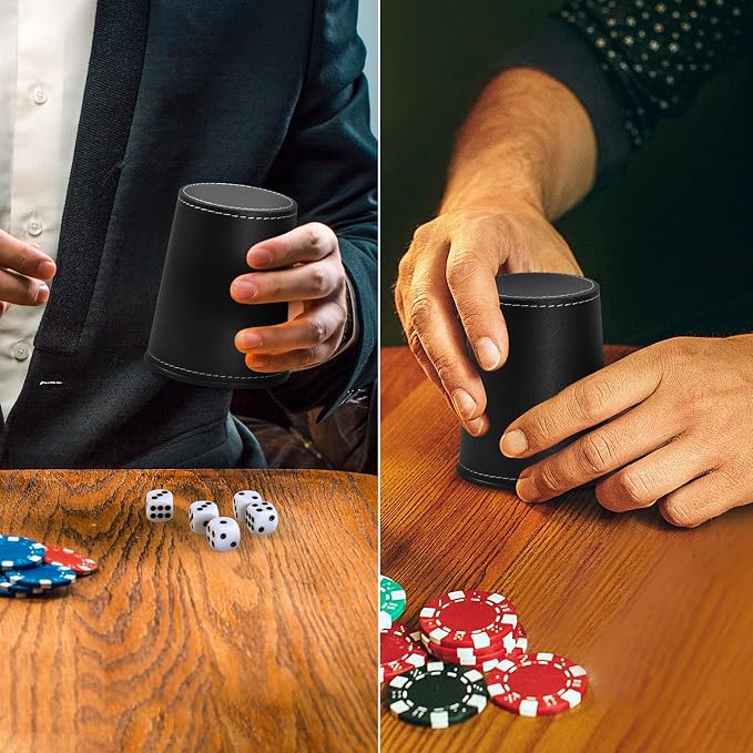 Leather Dice Cup Set, 5 Black Dice Cups + 25 Dices + Exclusive Storage and - Image 6