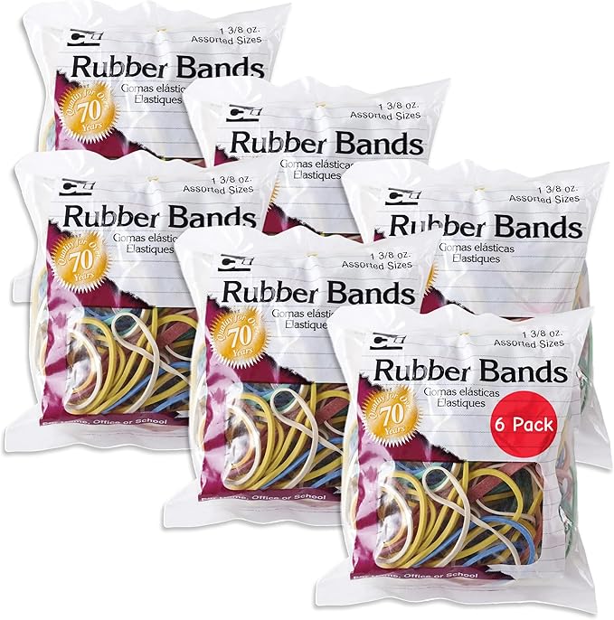 Charles Leonard Rubber Bands Assorted Sizes & Colors 1.4oz per Individual Bag by CharlesLeonard