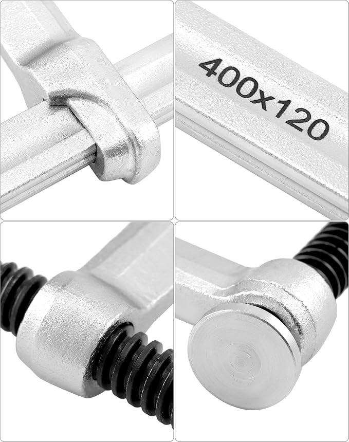 QWORK 16" Heavy Duty F Clamp, 4 Pack Drop-forged Bar Clamp, 4-3/4-Inch Throat Depth, Professional Forging Jaws, Rail, Spindle and Handle