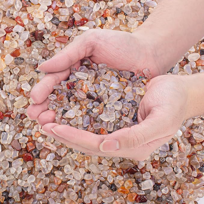 0.5 Lb/230g White Agate Crystal Pebbles Stones Aquarium Gravel Rocks, Natural by EZEELAI