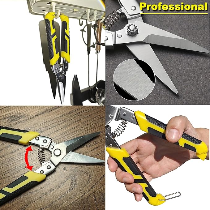 Heavy Duty Industry Scissors 8.7 Inch Aviation Tin Snips Straight Metal Cutter with Comfort Grip and Stainless Steel Blades Multifunction Cutting