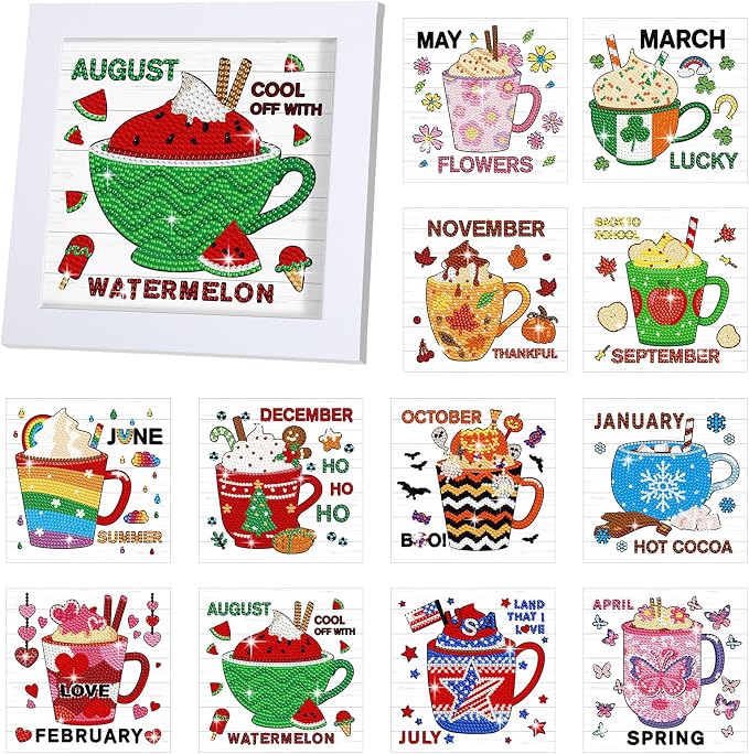 Trandraft 13 Pcs Coffee Month Diamond Art Kits by Trandraft