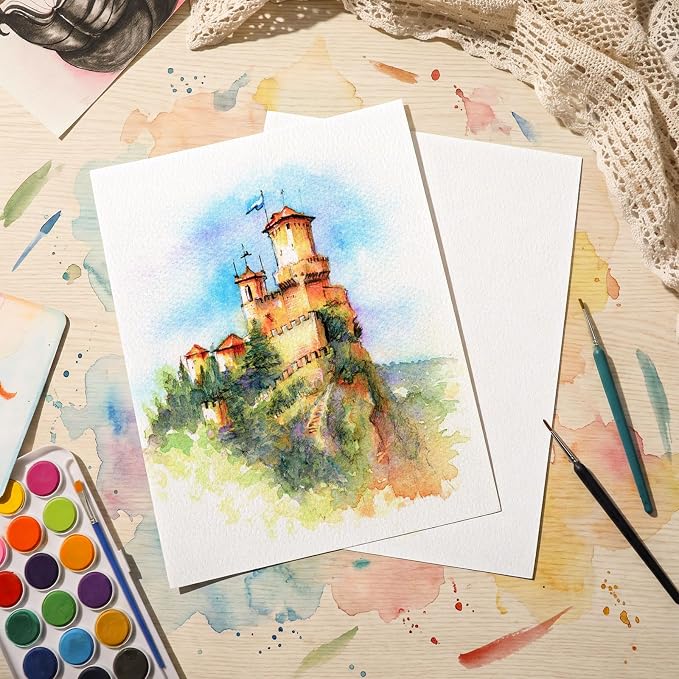 120 Sheets Large Watercolor Paper Bulk, 140 lb/300 GSM Cold Press Paper White - Image 5