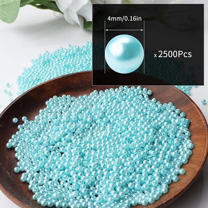 2500pcs Light Blue 4mm Pearl Beads - Image 2