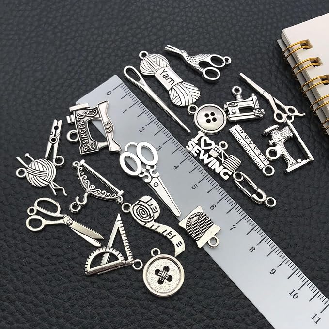 WOCRAFT 60pcs Antique Silver Sewings Bracelet Charms - Image 4