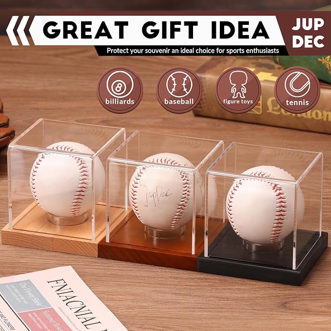 JupDec Baseball Display Case 4 Pack, Autograph Baseball Stand Box - Image 7