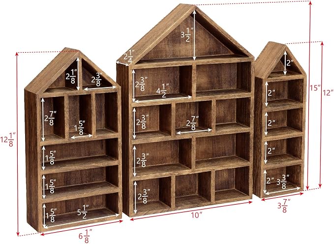 Ikee Design House-Shaped Wooden Shadow Cubby Box Display Shelf Organizer - Image 2
