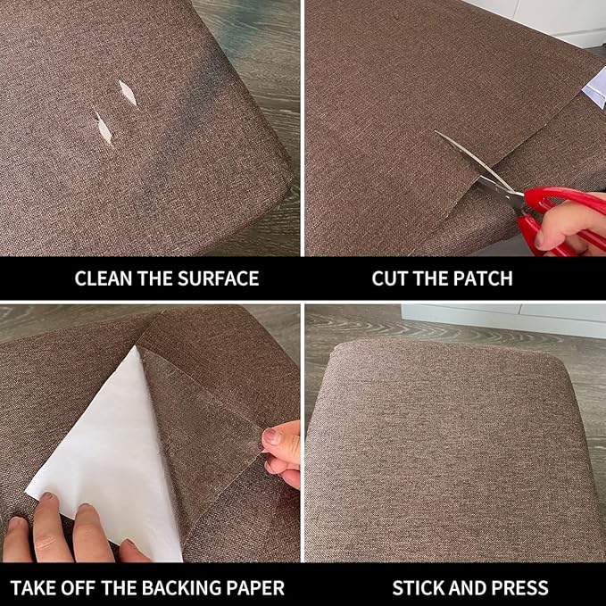 Fabric Repair Patches, 35X79 Inch Linen Repair Tape Self-Adhesive Fabric Patches Durable, DIY Large Linen Tape for Sofa, Couches, Furniture, Chair, Clothing （35X79 Inch, Black）