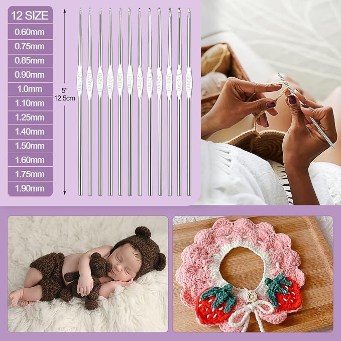 Aeelike Beginner Crochet Kit, Basic Crochet & Knitting Supplies Kit - Image 5