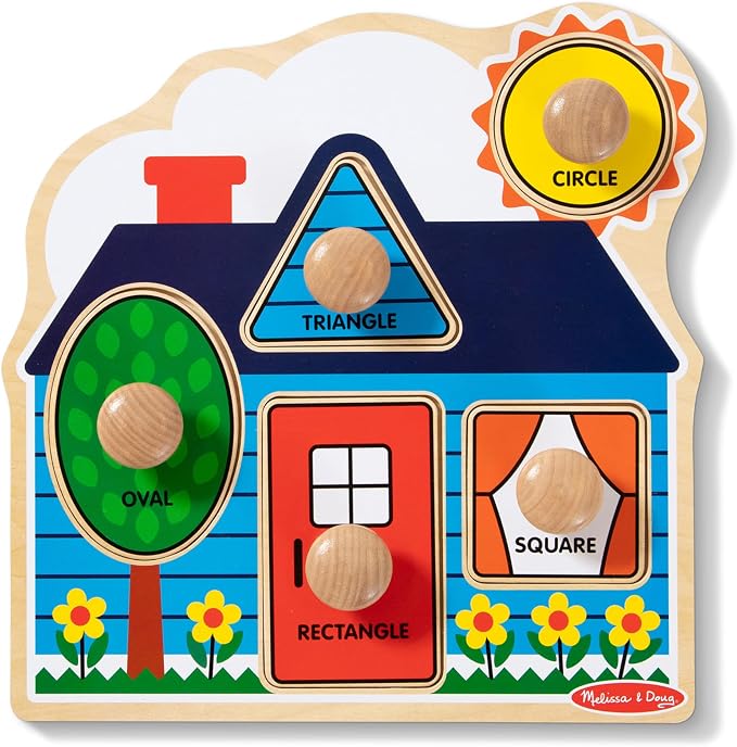 Melissa & Doug First Shapes Jumbo Knob Puzzle, Wooden Peg Puzzle by Unknown