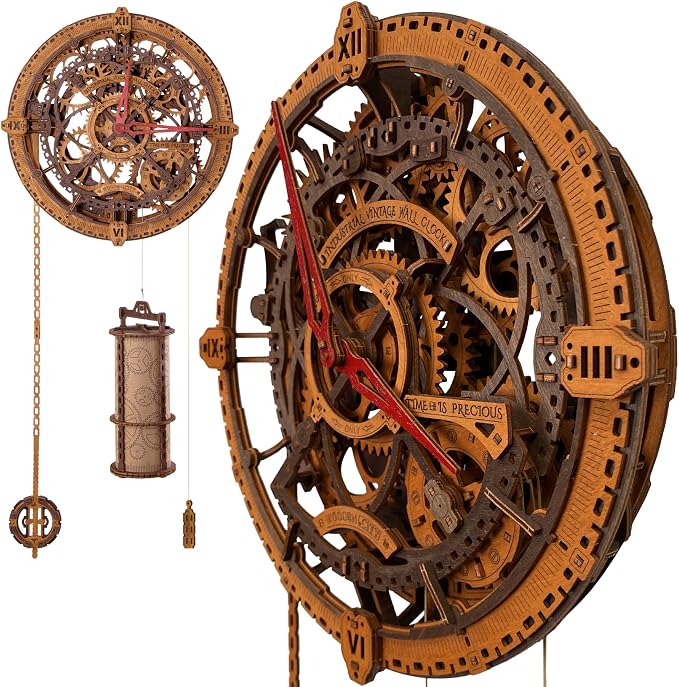 WOODEN.CITY Steampunk 3D Puzzle Clock – DIY Mechanical Wall Clock Kit by WoodenCity