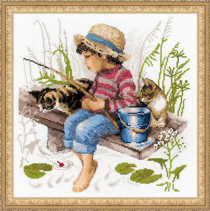 RIOLIS - Let's Go Fishing 1470, Cat Lovers Cat Cross Stitch Kits 11, Cross by RIOLIS