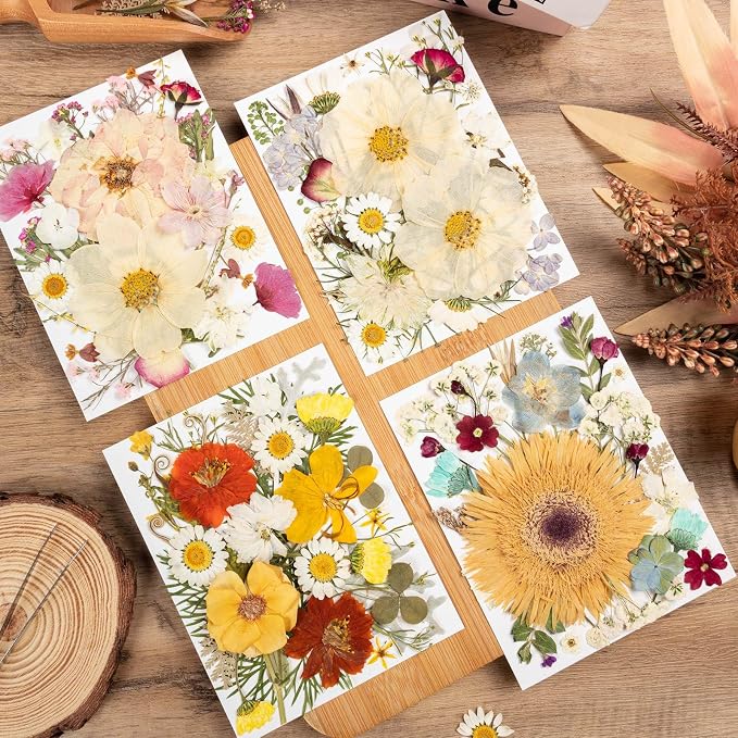140pcs Dried Pressed Flowers Bulk, Natural Fall Pressed Dried Flowers - Image 3