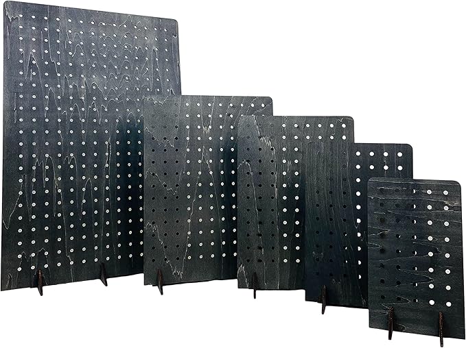 Torched Pegboard Display Stand for Jewelry, Craft Shows, Selling, Vendor Events, Tools, Peg Board Accessories Rack Organizer, Medium 8" L x 4.3" W x 12" H, Ebony
