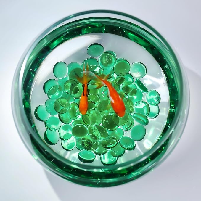 CYS EXCEL Green Glass Gemstone Beads Vase Fillers Flat Marble Beads Multiple - Image 5