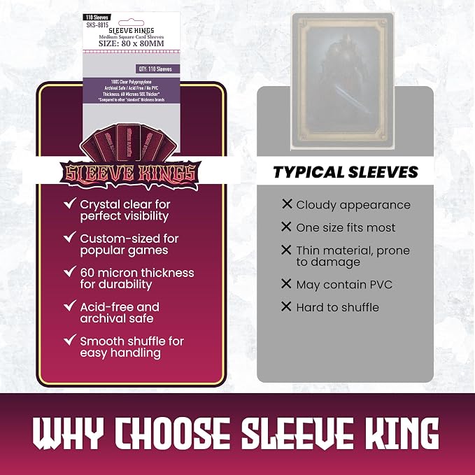 Sleeve Kings Standard Card Sleeves – 110 Count, Large Square Size, Compatible - Image 6