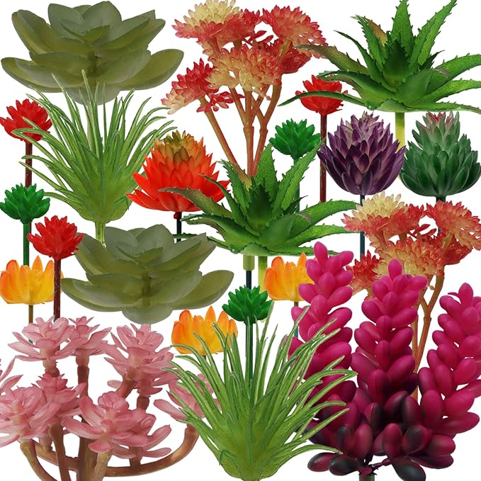 22pcs Colorful Fake Succulents, Mini Artificial Succulents by Unknown