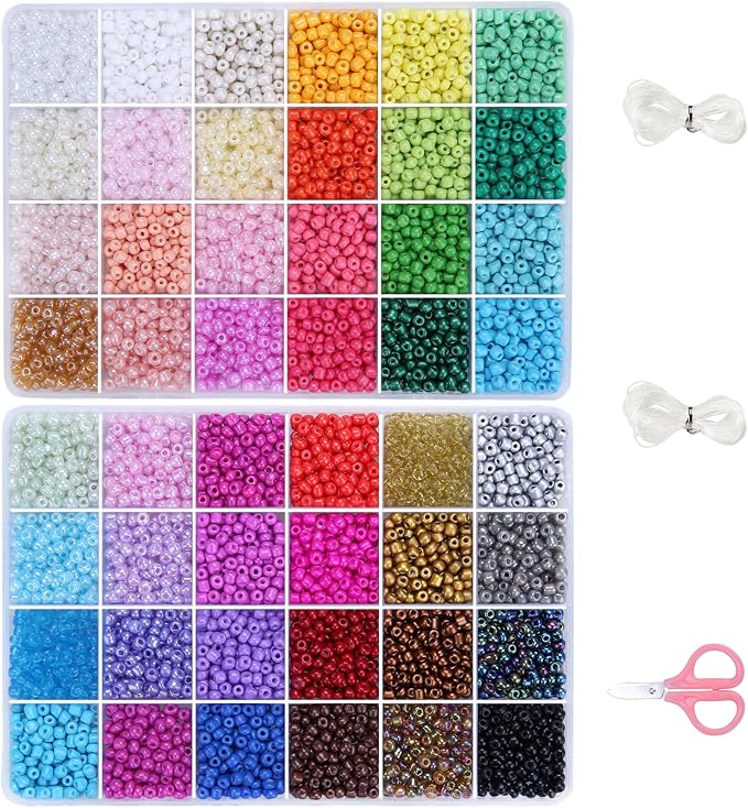 Efivs Arts 6720pcs 48 Colors 4mm Glass Seed Beads Kit by Unknown