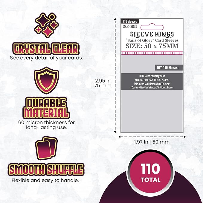 Sleeve Kings Sails of Glory Compatible Card Sleeves – 50x75mm, 110 Pack - Image 4