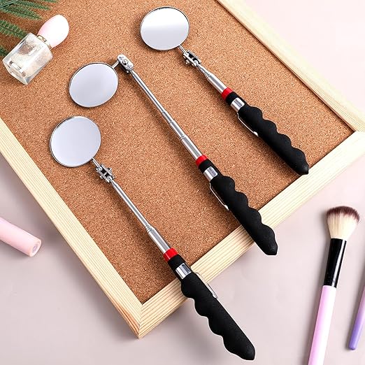 Telescoping Inspection Mirror 6 Pcs Retractable Mirror 28.3 Inch Mechanical Mirrors Long Handle Under Vehicle Detection Mirrors for Car Repair Tool Visual Reflector Contractor Mechanics