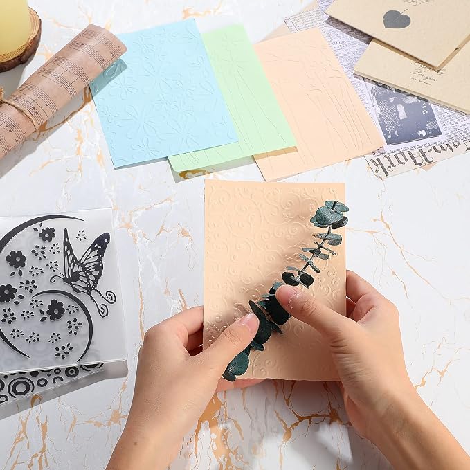 12 Pieces Embossing Folders DIY Craft Template Stencil Butterfly Star Embossing - Image 6