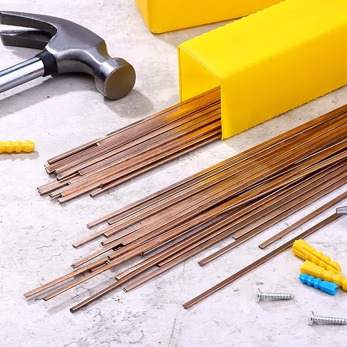 50 Sticks Brazing Rods AWS BCuP-5 15% Silver Solder Phos Copper Alloy, Industry 0.050"x 1/8"x10" Flat Welding Rods Low Melt Aluminum Welding Rod for HVAC Refrigerator Air Conditioning