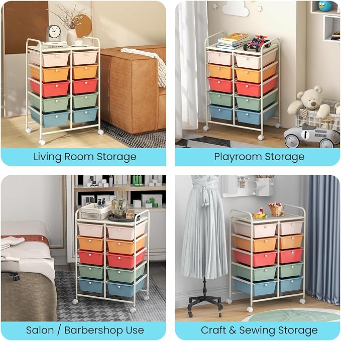 BECOMFORT 10-Drawer Rolling Cart - Image 7