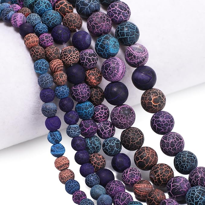 36pcs Natural Matte Colorful Oxidized Gemstone Beads，10mm Frosted Round Loose - Image 7