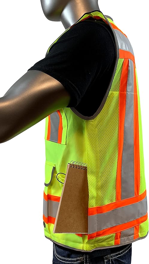 A Reflective Safety Vest For men Class 2 Heavy Woven Two Tone Engineer Hi Viz Safety Vest 3M Tape