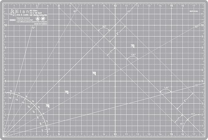 Elan Cutting Mat A3 Gray, Self Healing Cutting Mat 12x18 Inch, 5-Ply Craft by Elan
