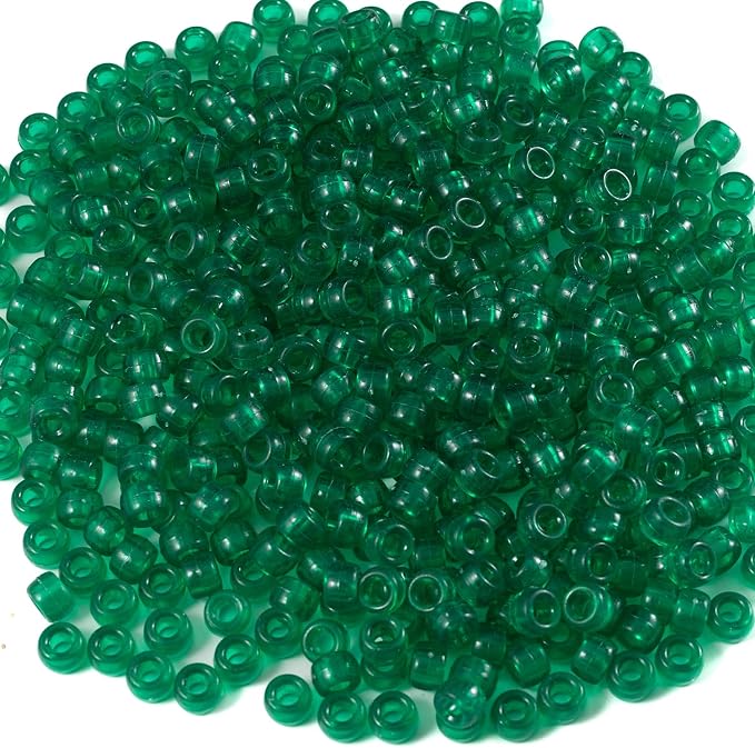 Gxueshan 1000 Pcs Acrylic Transparent Green Pony Beads 6x9mm Bulk by Gxueshan