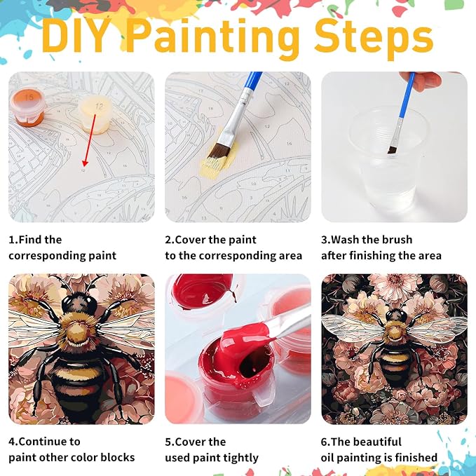 Paint by Numbers Kit for Adults, Bee Paint by Numbers, Crafts for Adults for - Image 9