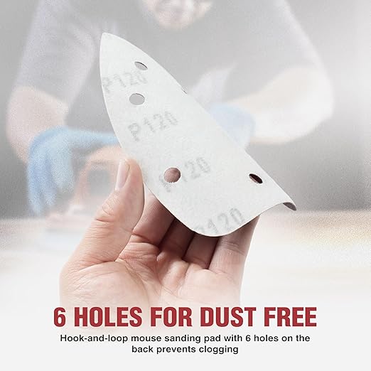 S SATC 60 PCS Mouse Sander Sandpaper 6 Holes Detail Sander Sandpaper Palm Sander Paper Hook and Loop Mouse Sanding Pads Assorted 60/80/100/120/180/240 Grit