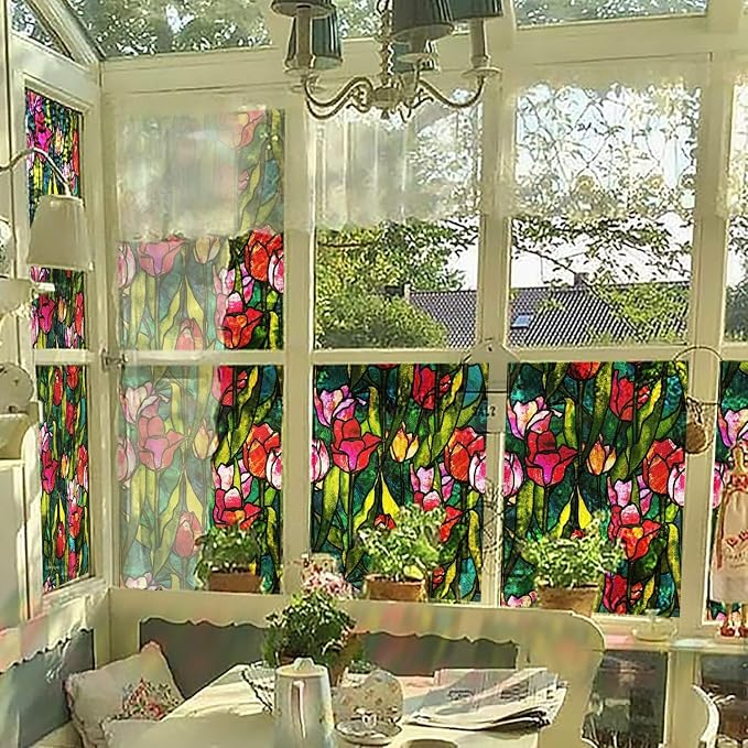 funlife Original Hand-Drawn Faux Stained Glass Window Film, Double-Sided Static - Image 8