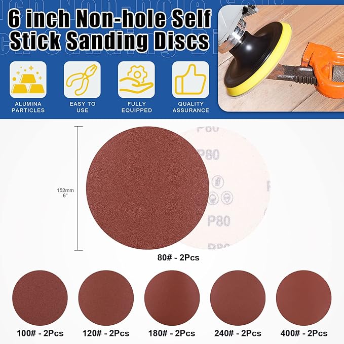 Glarks 23Pcs Sanding Belts and Sanding Discs Set Including 10Pcs 4 x 36 Inch 80/120/150/240/400 Grits Sanding Belts and 12Pcs 80/100/120/180/ 240/400 Grits Self Adhesive No-Hole Sticky Sanding Discs