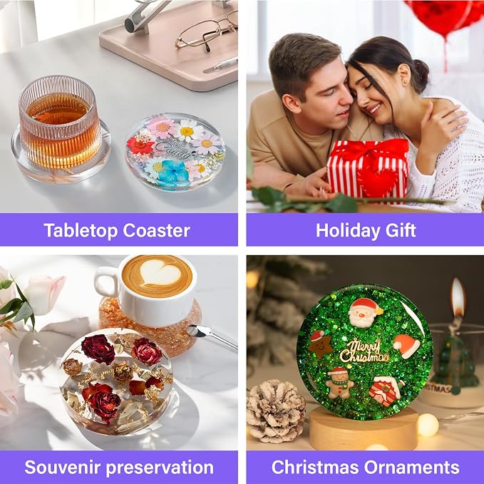 HeyClear Silicone Molds for Resin Coasters, 6-Cavity Round Epoxy Resin Molds - Image 7