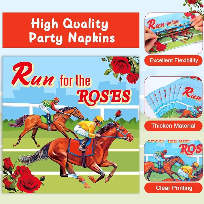 Qyeahkj 100 Pcs Kentucky Party Supplies Derby Day Tableware Set Run - Image 4