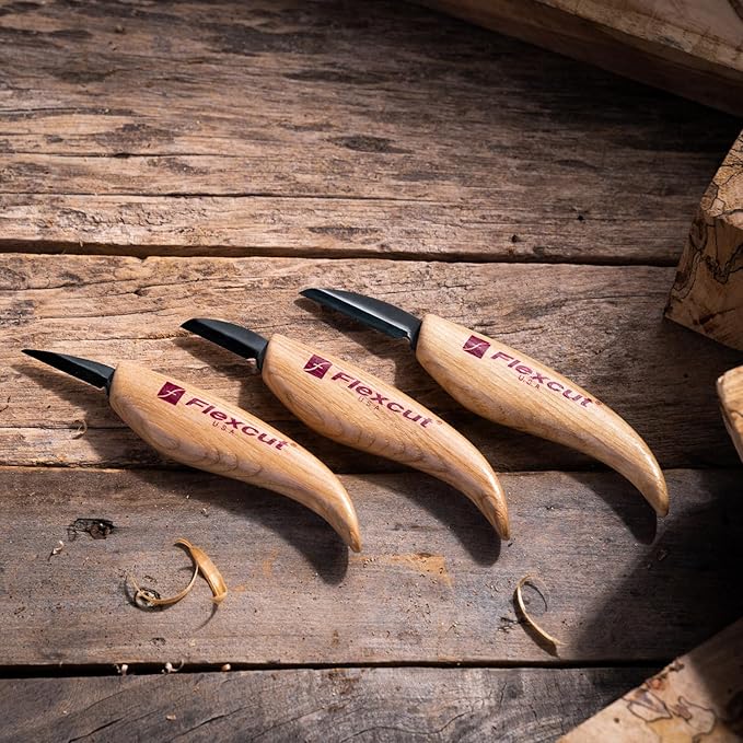 Flexcut Wood Carving Knives | Starter Set of 3 Woodcarving Knives | 1095 High - Image 7