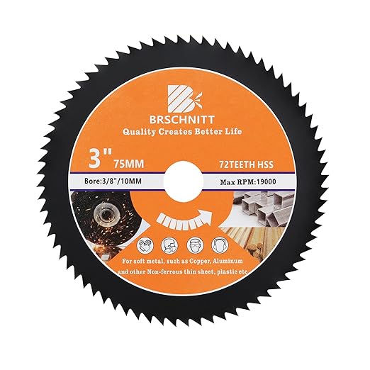 HSS Circular Saw Blade 3inch - BRSCHNITT 72T 10mm Bore Cutting Discs for Wood, Copper, Aluminum, Plastic and Soft Metal