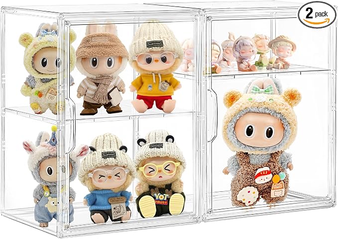 Attelite Acrylic Display Case for Collectibles 3 Adjustable Layers 2Pack | Easy by Attelite