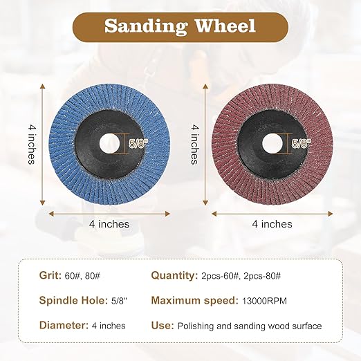 10PCS Wood Carving Disc Set for 4" & 4-1/2" Angle Grinder, Includes Grinding, Shaping & Sanding Discs with 5/8" Arbor for Woodworking & DIY Projects