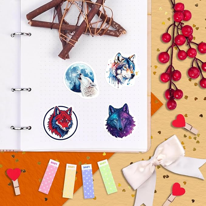 100Pcs Wolf Stickers for Water Bottle, Laptop - Image 5