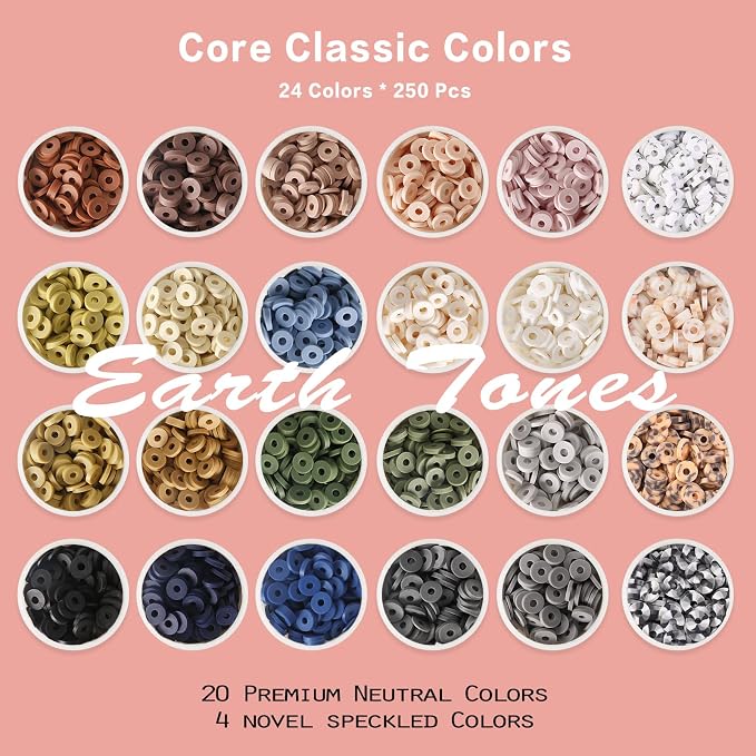 ADIIL 7200 Pcs Clay Beads Friendship Bracelet Making Kit, 24 Colors 6mm Polymer - Image 2
